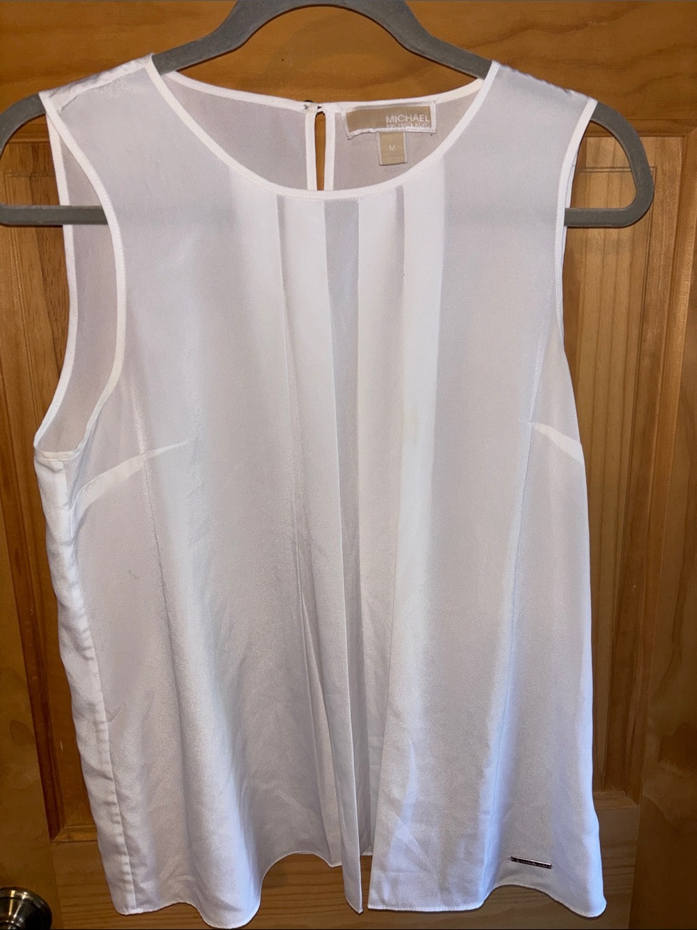 Michael Kors White Sleeveless Pleated Front Blouse